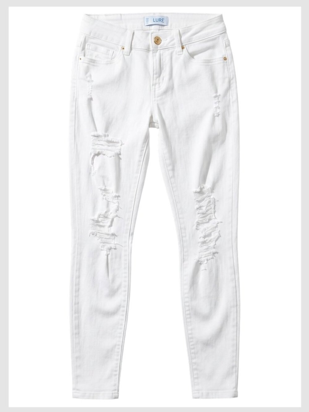 YMI White Ripped Skinny Jeans Size 3